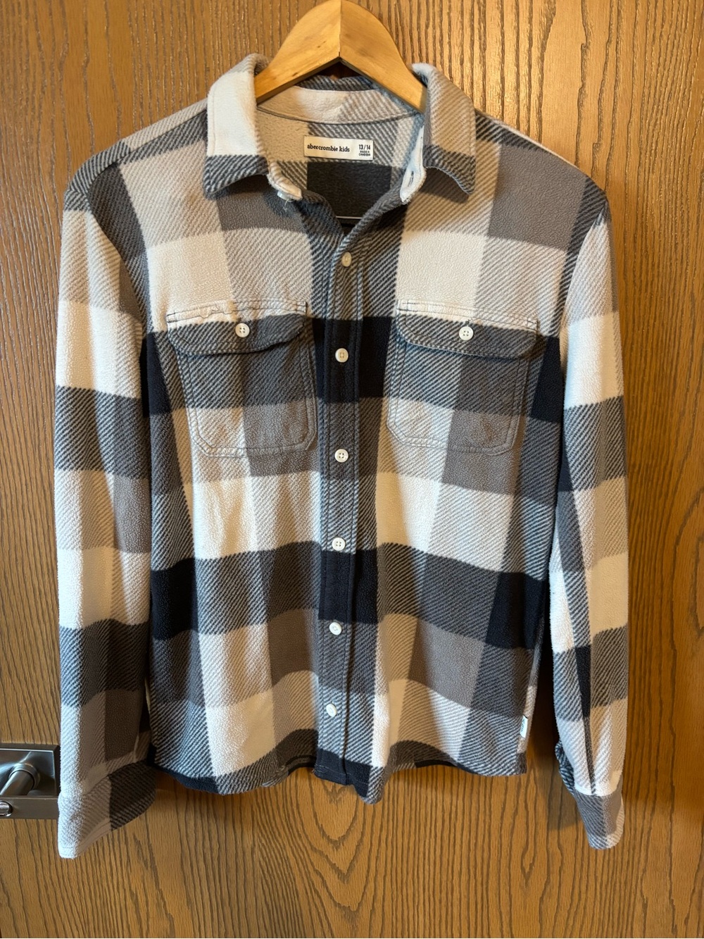 Abercrombie Kids Black and Gray Plaid Button-Down Shirt